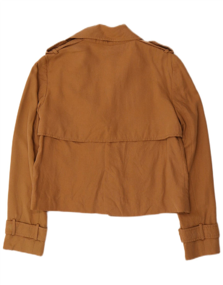 Zara Γυναικείο Oversized Crop Open Blazer Jacket UK 6 XS Brown Lyocell