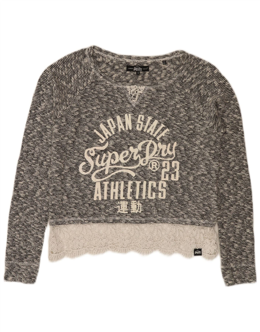 Superdry γυναικείο πουλόβερ υπερμεγέθη Crop Boat Neck Jumper UK 6 XS Γκρι βαμβακερό