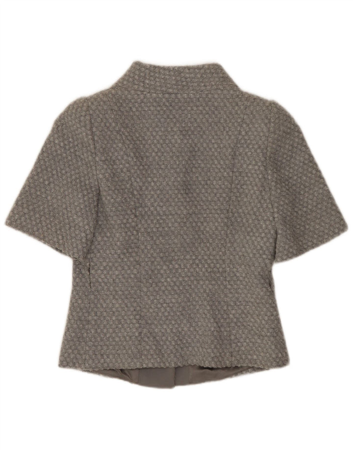 BENETTON Γυναικείο σακάκι μπλέιζερ με κοντό μανίκι Crop 4 κουμπιά IT 38 XS Γκρι