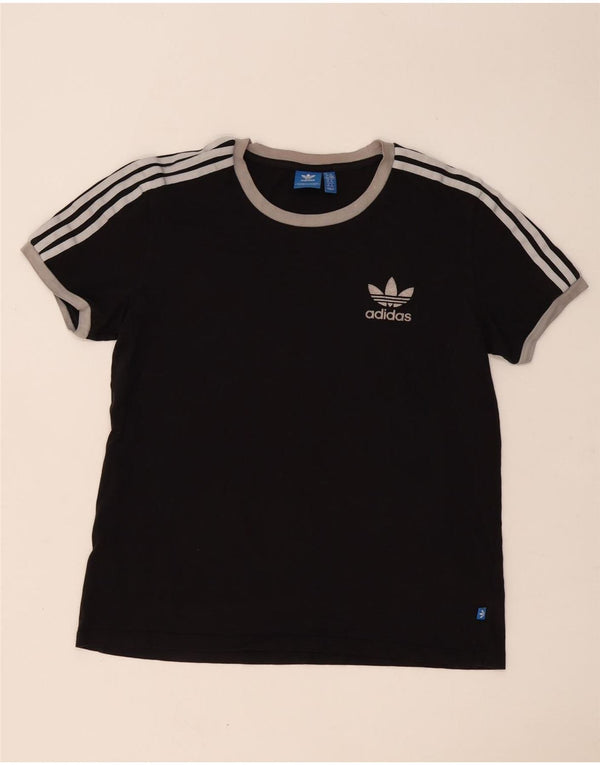 Adidas Γυναικείο T-Shirt Top UK 14 Large μαύρο βαμβακερό
