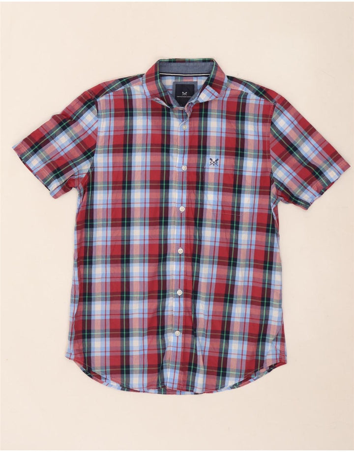 CREW CLOTHING Ανδρικό κοντομάνικο πουκάμισο μεσαίο μπλε βαμβακερό