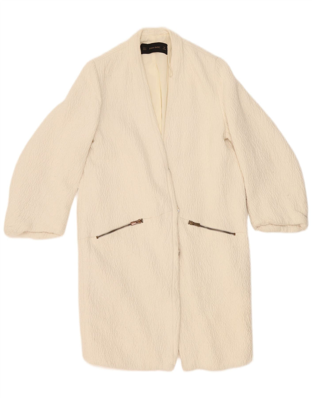 Zara Γυναικείο Πανωφόρι UK 14 Medium Off White Polyester