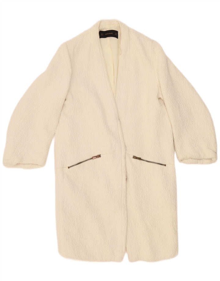 Zara Γυναικείο Πανωφόρι UK 14 Medium Off White Polyester