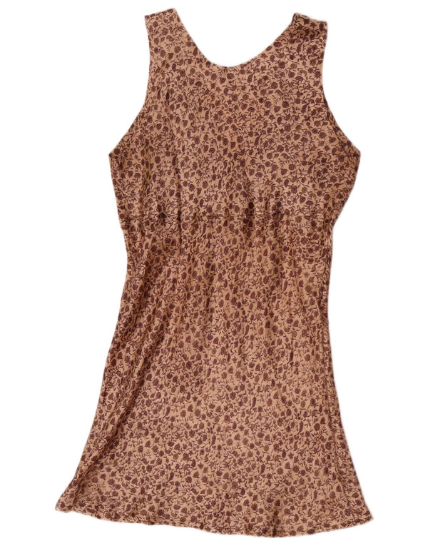 Vintage Γυναικείο Slip Dress UK 10 Small Brown Floral