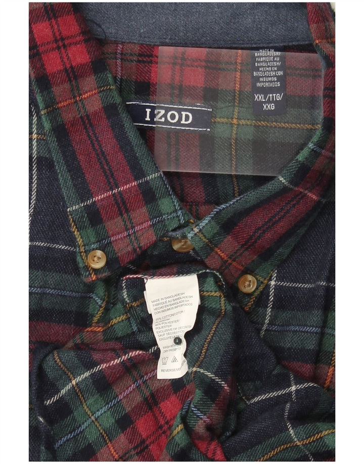 Ανδρικό φανελένιο πουκάμισο IZOD 2XL Navy Blue Check Cotton