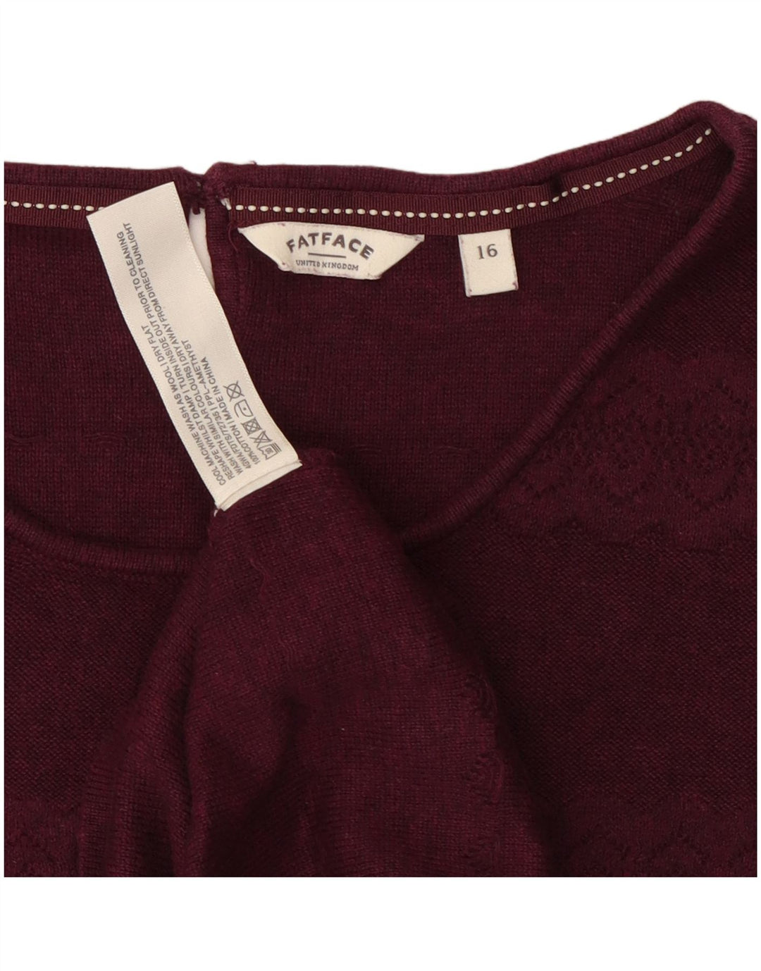 Fat Face Γυναικείο φόρεμα Jumper UK 16 Large Maroon Βαμβακερό
