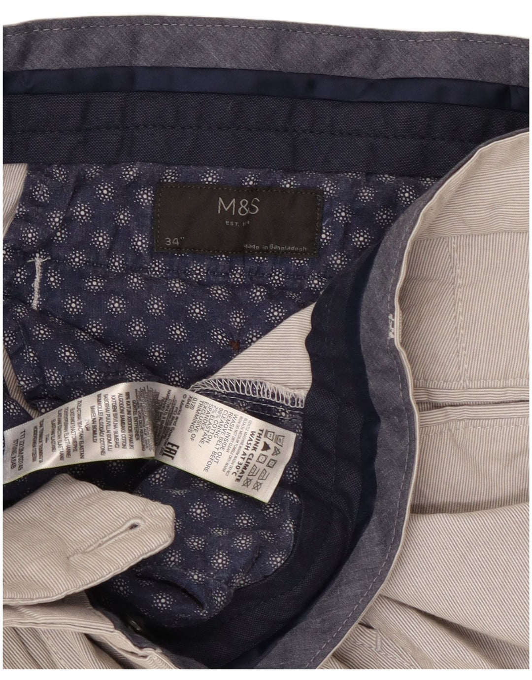 Ανδρικό σορτς Chino Marks & Spencer W34 μεγάλο γκρι βαμβακερό