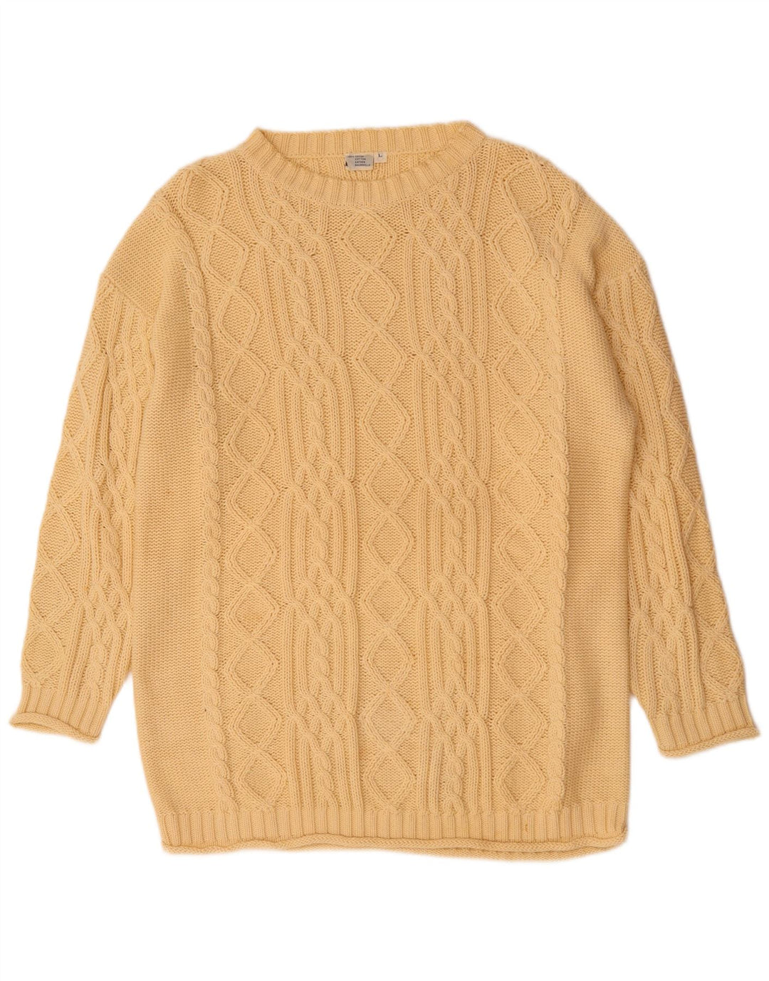 Ανδρικό πουλόβερ Vintage Boat Neck Jumper Μεγάλο Μπεζ Βαμβακερό
