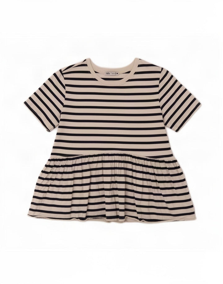 Zara Γυναικεία Μπλούζα Τοπ UK 10 Small White ριγέ