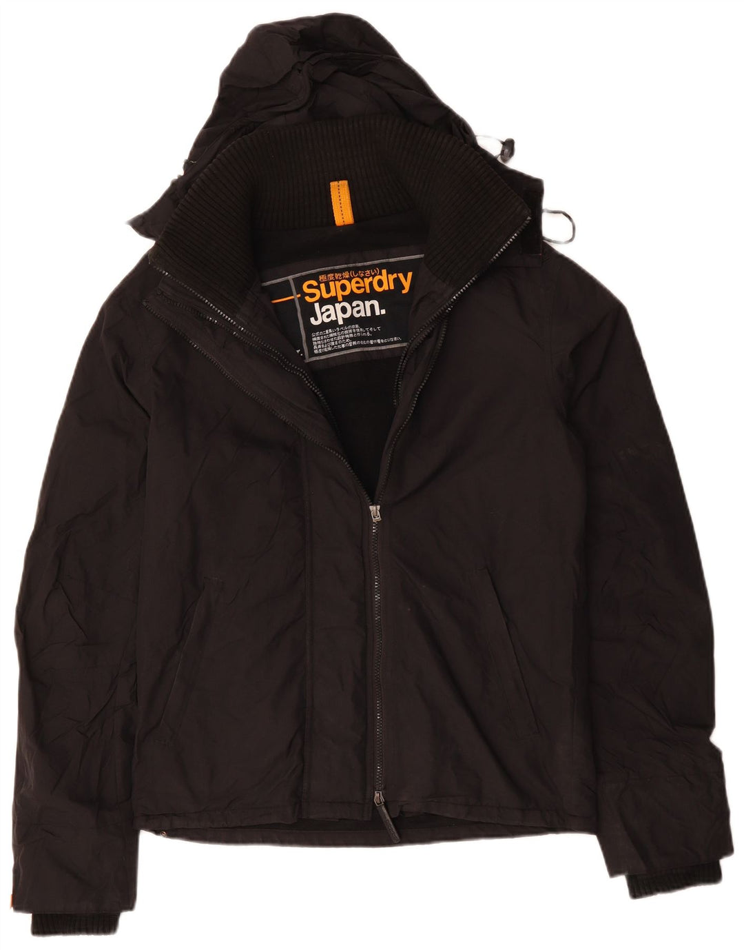 SUPERDRY Mens Hooded Windbreaker Jacket UK 38 Medium Black Polyester