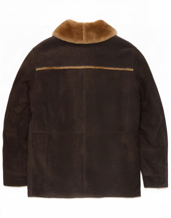 Vintage Ανδρικό Shearling Jacket UK 40 Large Black Leather