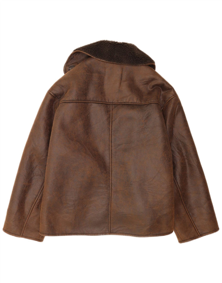 Zara Γυναικείο Μπουφάν Sherpa Oversized UK 2 2XS καφέ πολυεστέρας