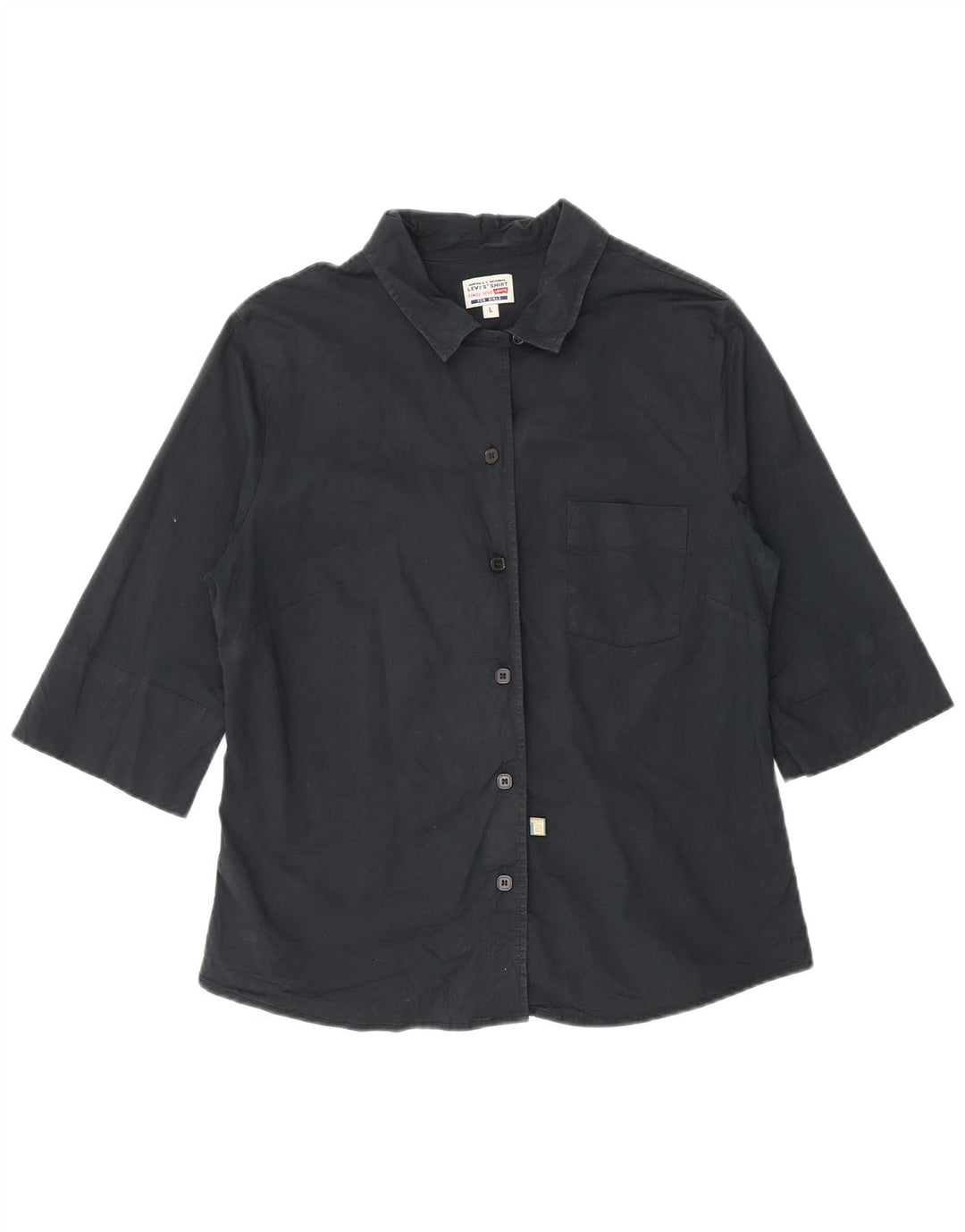 Levi's γυναικείο πουκάμισο 3/4 μανίκι UK 14 μεγάλο μαύρο βαμβακερό