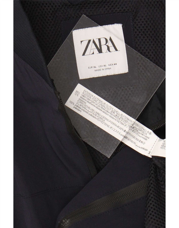 Zara Ανδρικό Bomber Jacket IT 44 XL Navy Blue Nylon