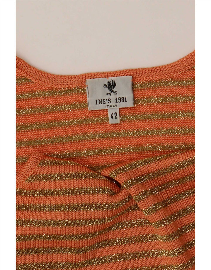 Vintage γυναικείο πλεκτό Cami Top IT 42 Medium πορτοκαλί ριγέ