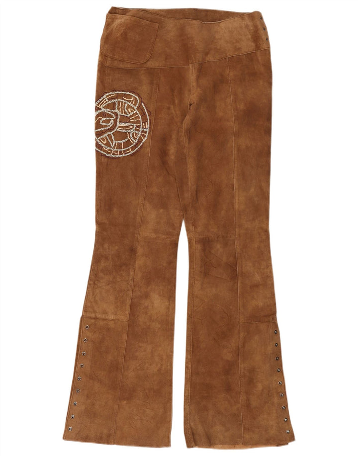 Vintage γυναικείο μποτάκι σουέντ παντελόνι Medium W30 L33 Δερμάτινο καφέ