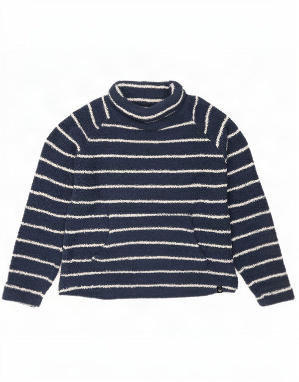 Weird Fish γυναικείο πουλόβερ με ρολό λαιμόκοψη UK 14 Large Navy Blue ριγέ