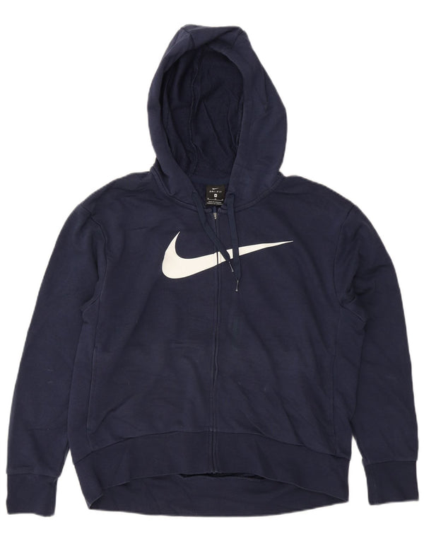 Γυναικείο πουλόβερ Nike Dri Fit με φερμουάρ με κουκούλα UK 14 Medium Navy Blue