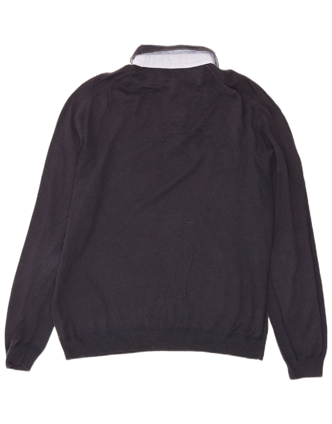 Massimo Dutti Ανδρικό πουλόβερ με λαιμόκοψη με λαιμόκοψη Μεγάλο λινό ναυτικό