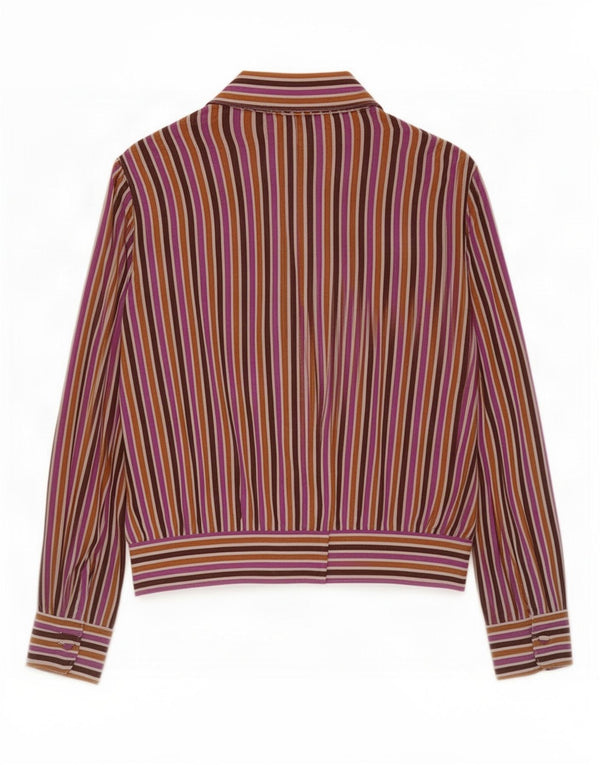 Γυναικεία μακρυμάνικη μπλούζα Benetton τοπ UK 16 Large Pink Pinstripe