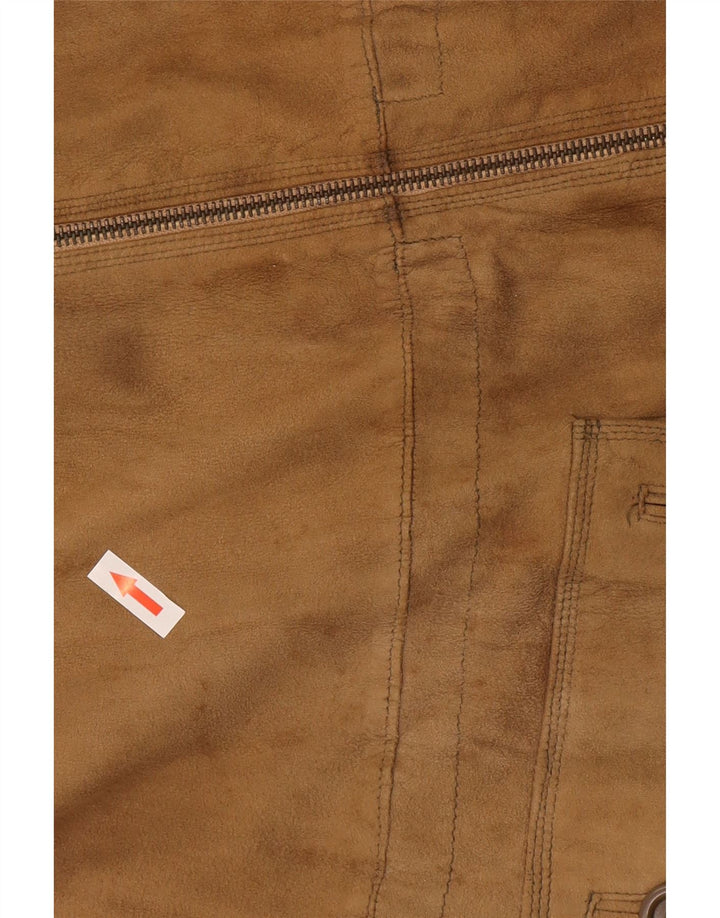 Vintage γυναικείο σουέτ πανωφόρι UK 8 Small Beige