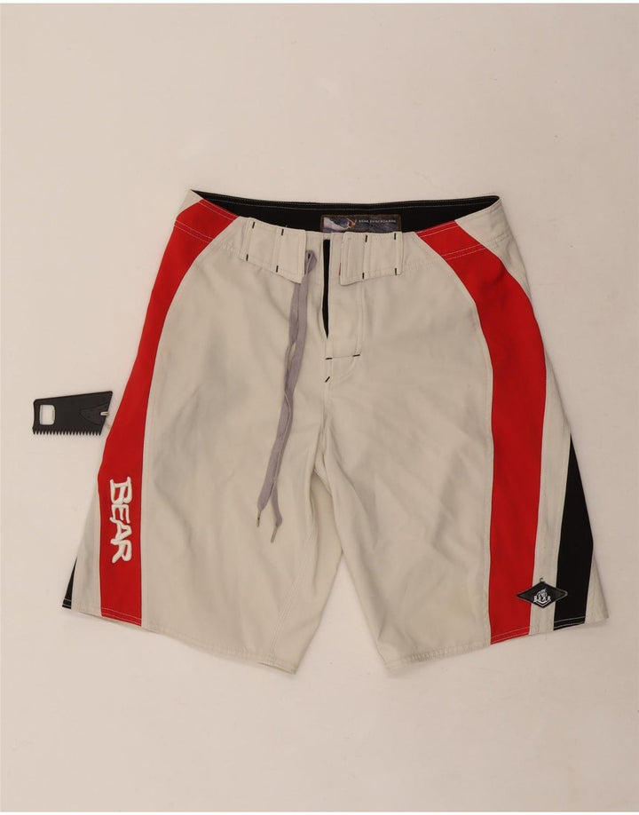 Bear Ανδρικό γραφικό casual σορτς W32 μεσαίο λευκό πολυεστέρας