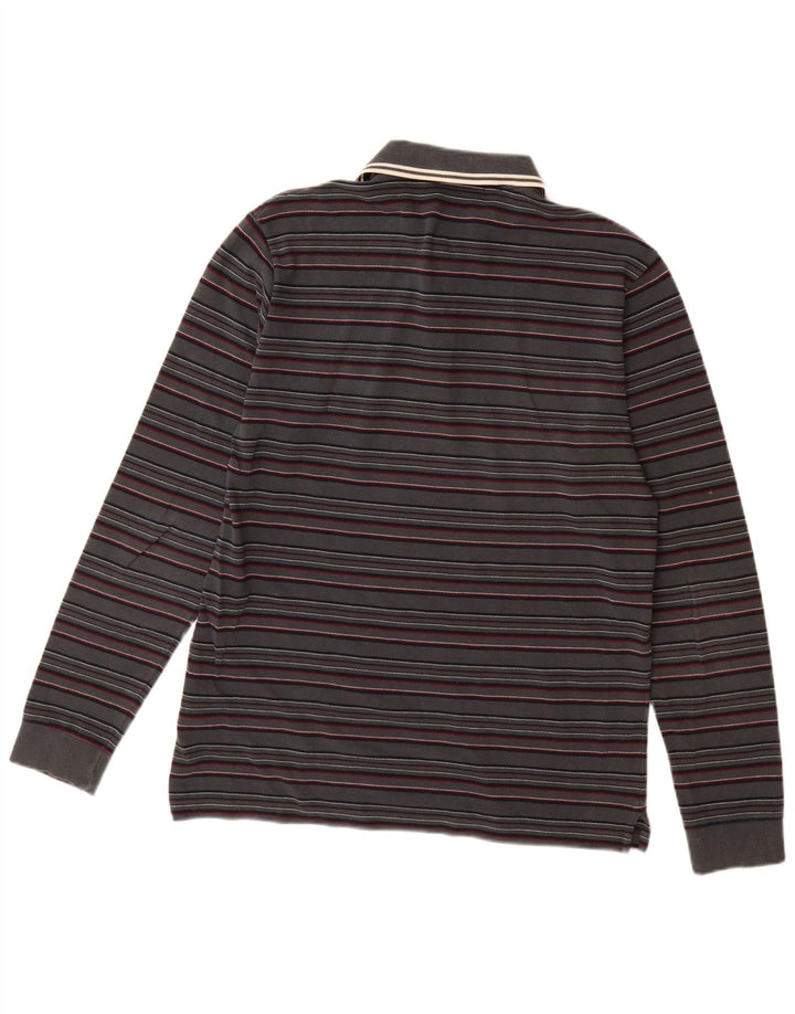 FRED PERRY Ανδρικό μακρυμάνικο μπλουζάκι πόλο με μεσαίο γκρι βαμβακερό ριγέ