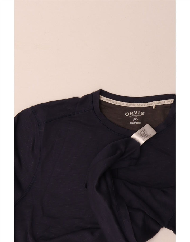 Ανδρικό μπλουζάκι ORVIS μακρυμάνικο 2XL Navy Blue Flecked Rayon