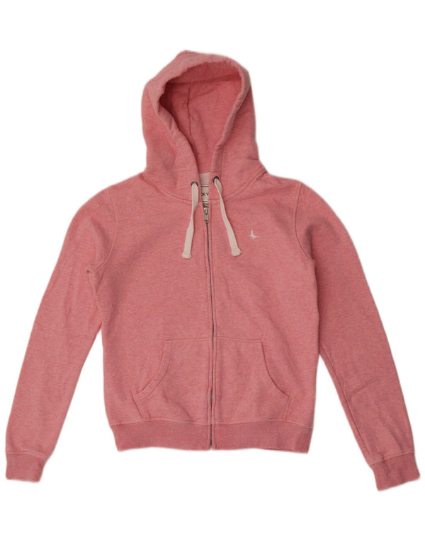 Jack Wills γυναικείο πουλόβερ με κουκούλα με φερμουάρ UK 10 μικρές βαμβακερές ροζ ίνες