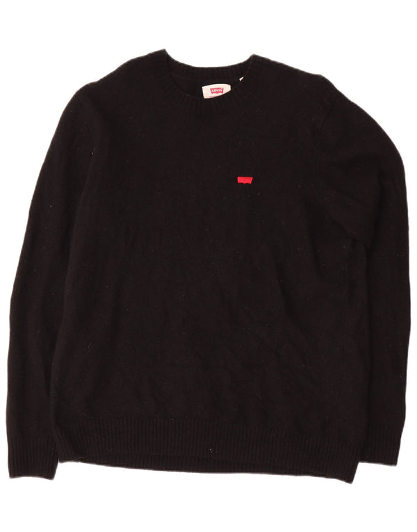 Γυναικείο πουλόβερ LEVI'S Standard Fit Crew Neck Jumper UK 18 XL Μαύρο μάλλινο