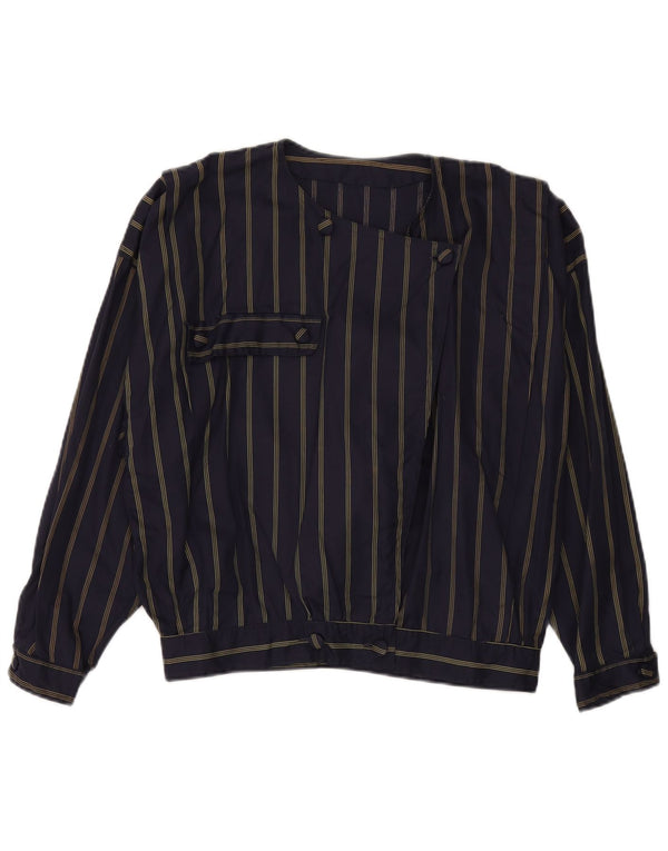 Vintage γυναικείο σετ 2 τεμαχίων UK 14 Medium W26 Navy Blue ριγέ