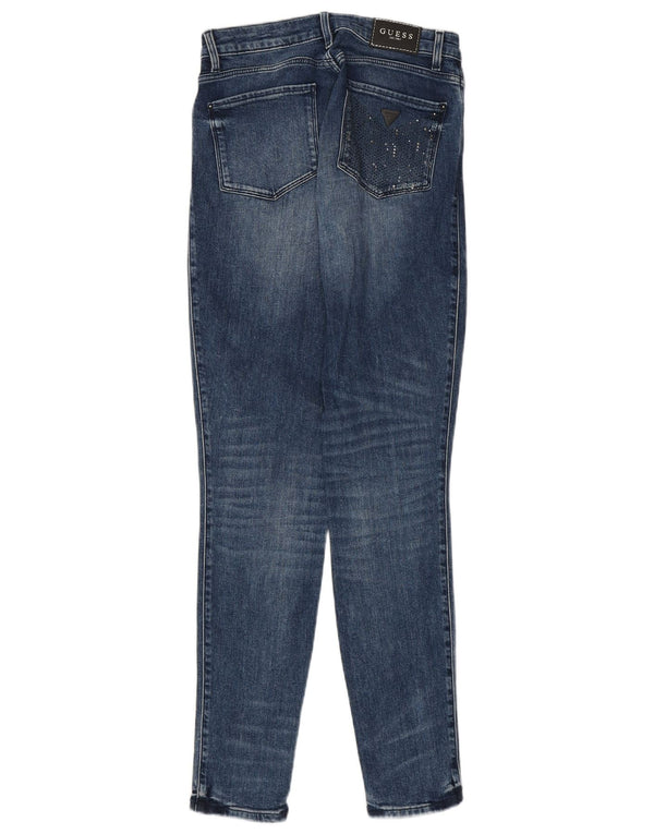 Guess Womens Curvy Fit Mid Rise Skinny Jeans W24 L30 Blue Cotton