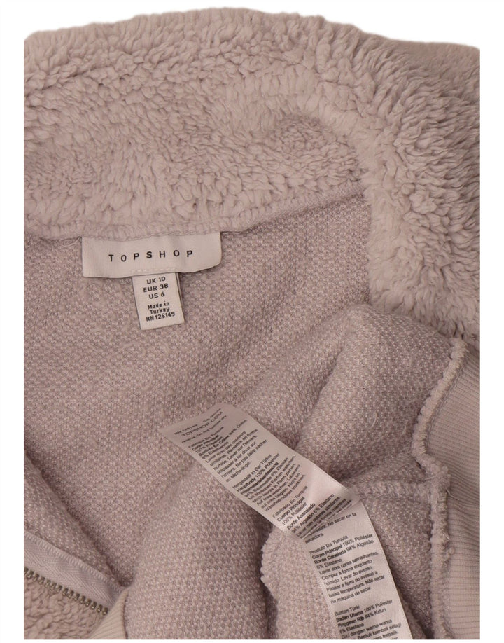 Topshop γυναικείο φερμουάρ μεγάλου μεγέθους φλις άλμα UK 10 Μικρό γκρι πολυεστέρα
