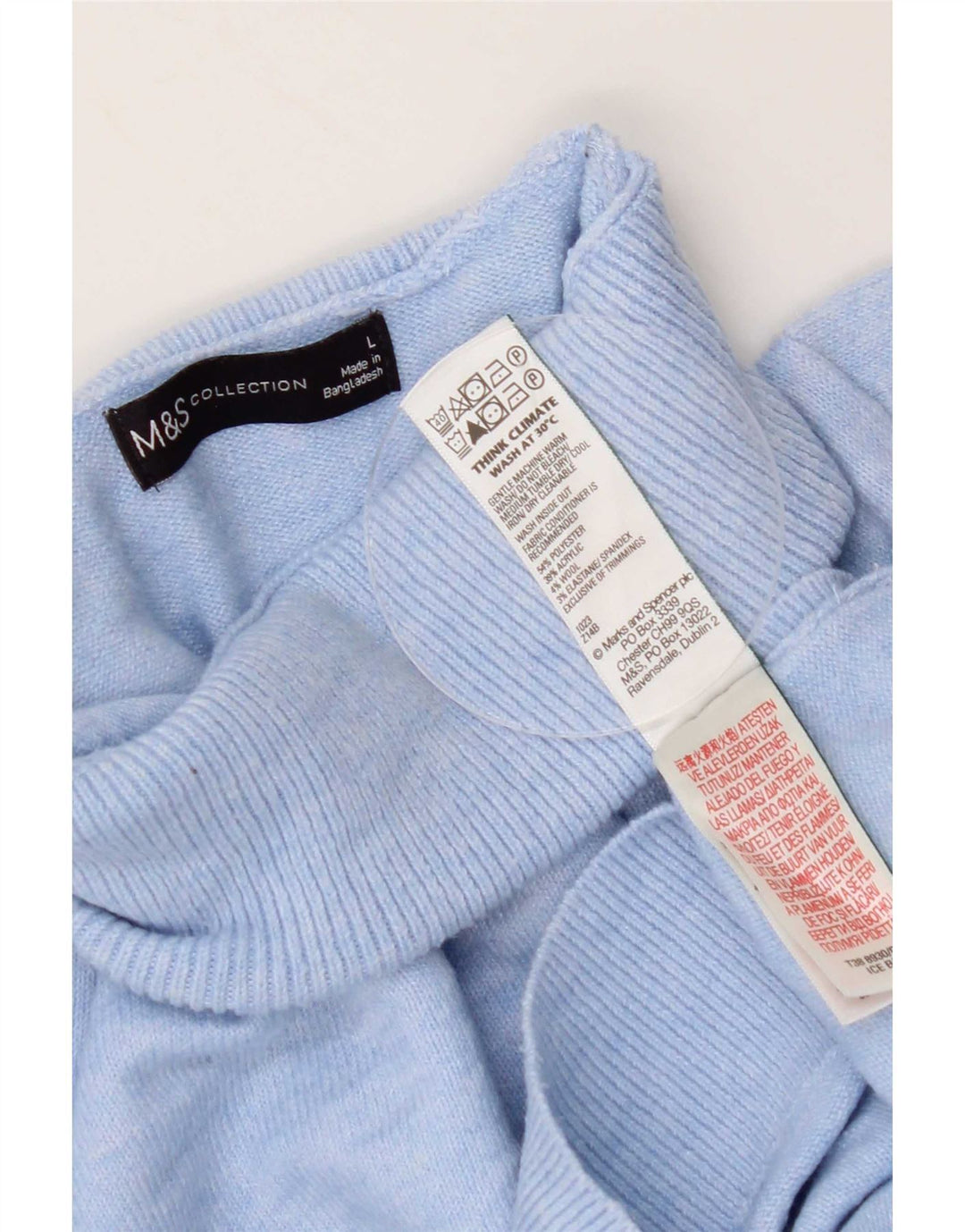 Marks & Spencer Γυναικείο πουλόβερ με ρολό λαιμόκοψη UK 16 μεγάλο μπλε πολυεστέρα