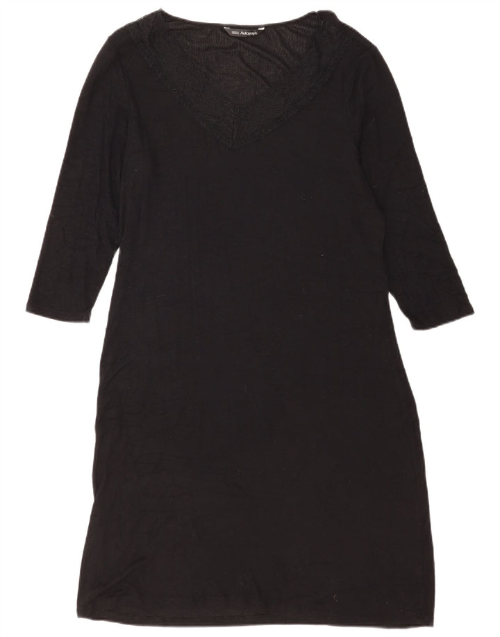 Marks & Spencer Γυναικείο φόρεμα 3/4 μανίκι Shift UK 14 Large Black Modal