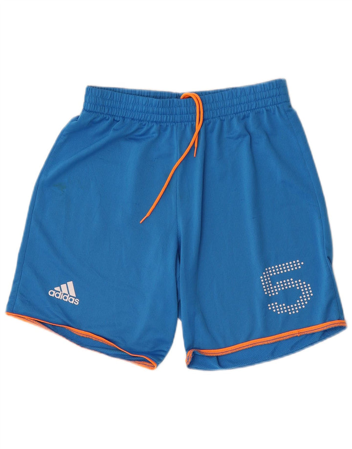 Ανδρικό γραφικό αθλητικό σορτς Adidas μικρό μπλε πολυεστέρα