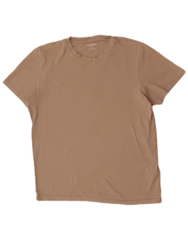 Jack & Jones Ανδρικό T-Shirt Τοπ μεσαίο καφέ βαμβακερό