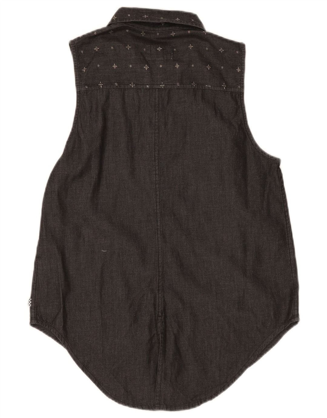 VANS Γυναικείο αμάνικο τζιν πουκάμισο UK 10 Μικρό βαμβακερό γκρι στίγματα