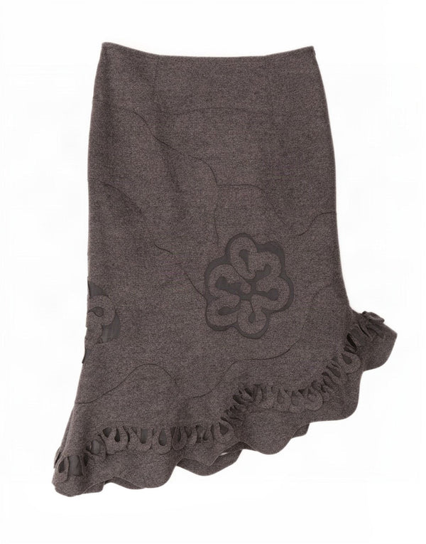Per Una Γυναικεία ασύμμετρη φούστα UK 10 Small W27 Grey Floral Wool
