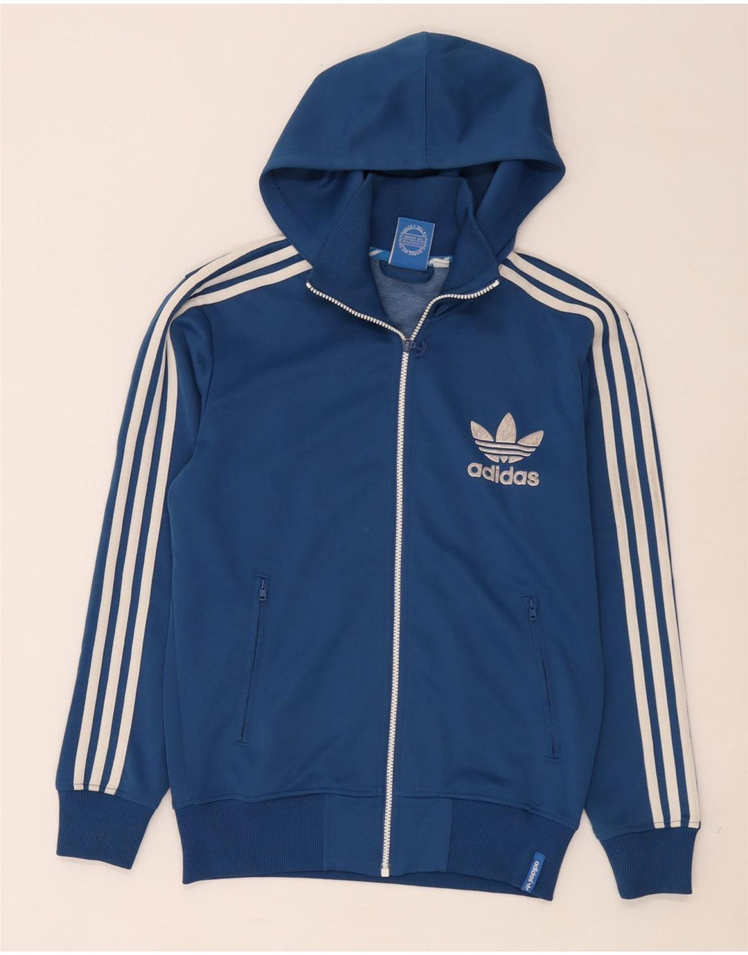 Ανδρικό πουλόβερ με κουκούλα με φερμουάρ Adidas Μικρό μπλε πολυεστέρα