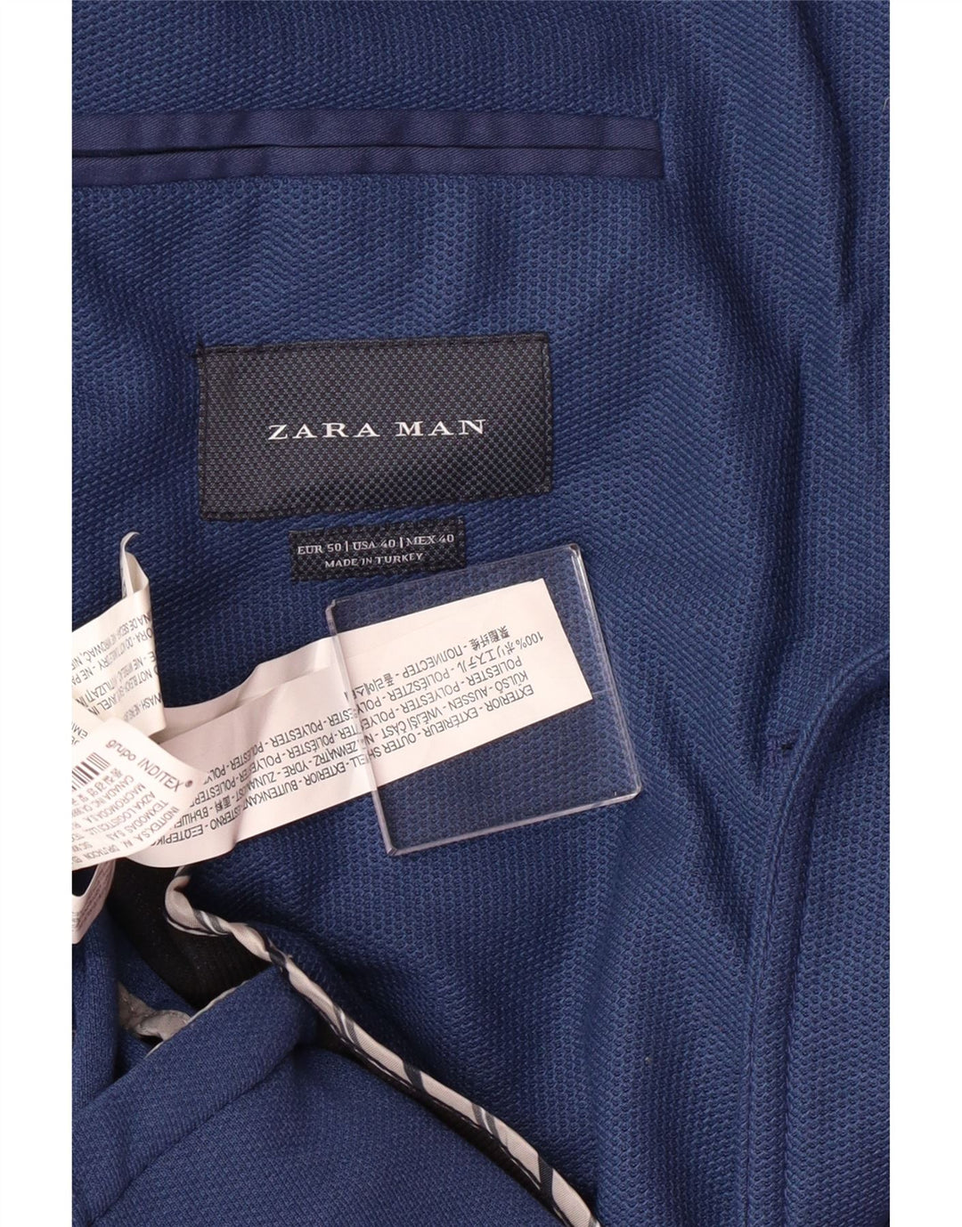 ZARA Ανδρικό σακάκι μπλέιζερ με 2 κουμπιά EU 50 Medium Blue Polyester