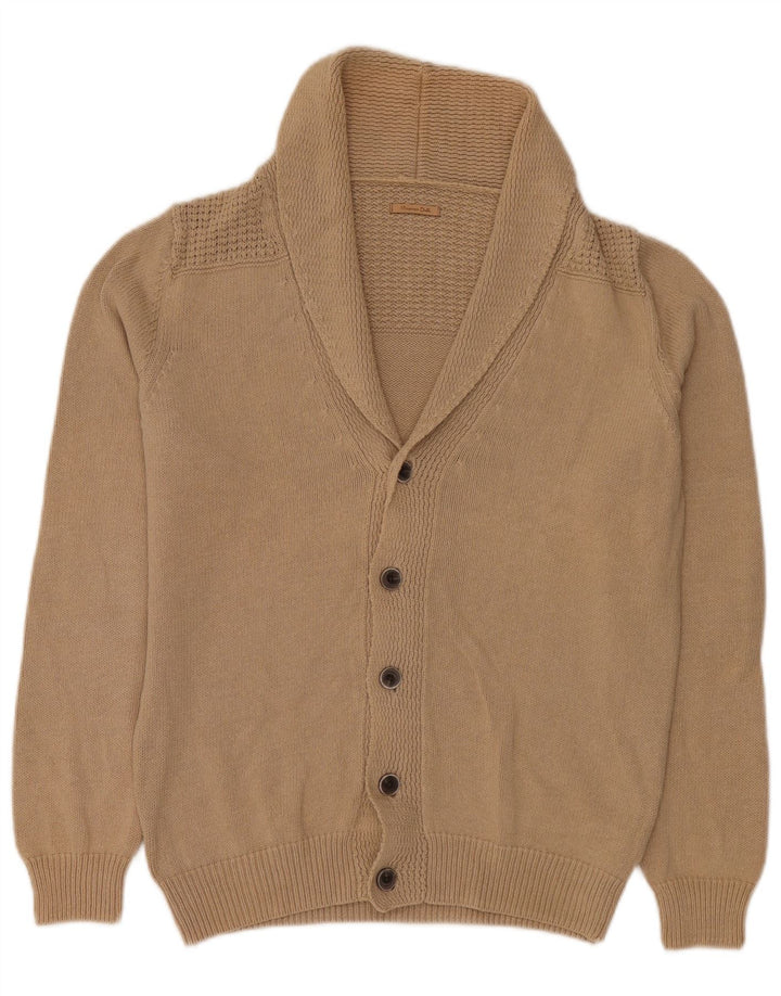 Ανδρικό πουλόβερ ζακέτα Massimo Dutti, μεσαίο μπεζ βαμβακερό