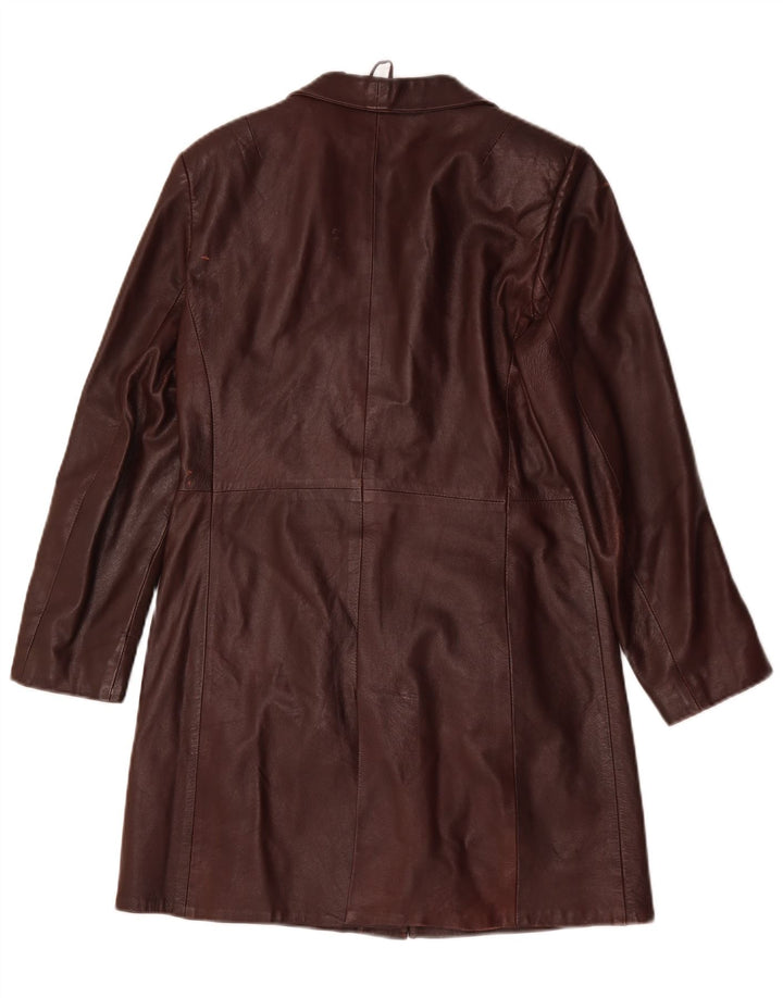 Alfa Γυναικείο Δερμάτινο Παλτό UK 10 Small Burgundy Leather