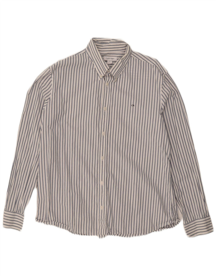 Ανδρικό πουκάμισο Calvin Klein XL Λευκό Pinstripe