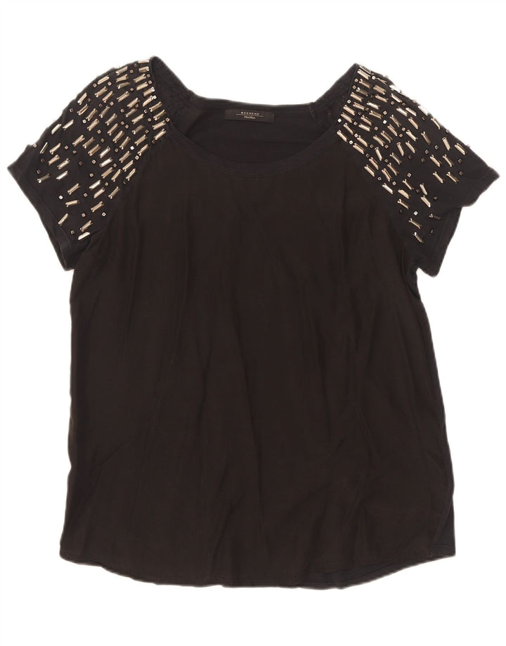 Max Mara Γυναικείο T-Shirt Weekend Top UK 12 μεσαίο μαύρο βαμβακερό
