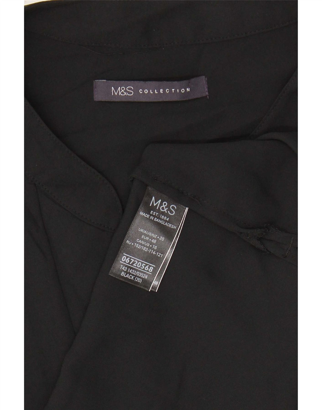 Marks & Spencer Γυναικεία Αμάνικη Μπλούζα Τοπ UK 20 2XL Μαύρο Πολυεστέρας