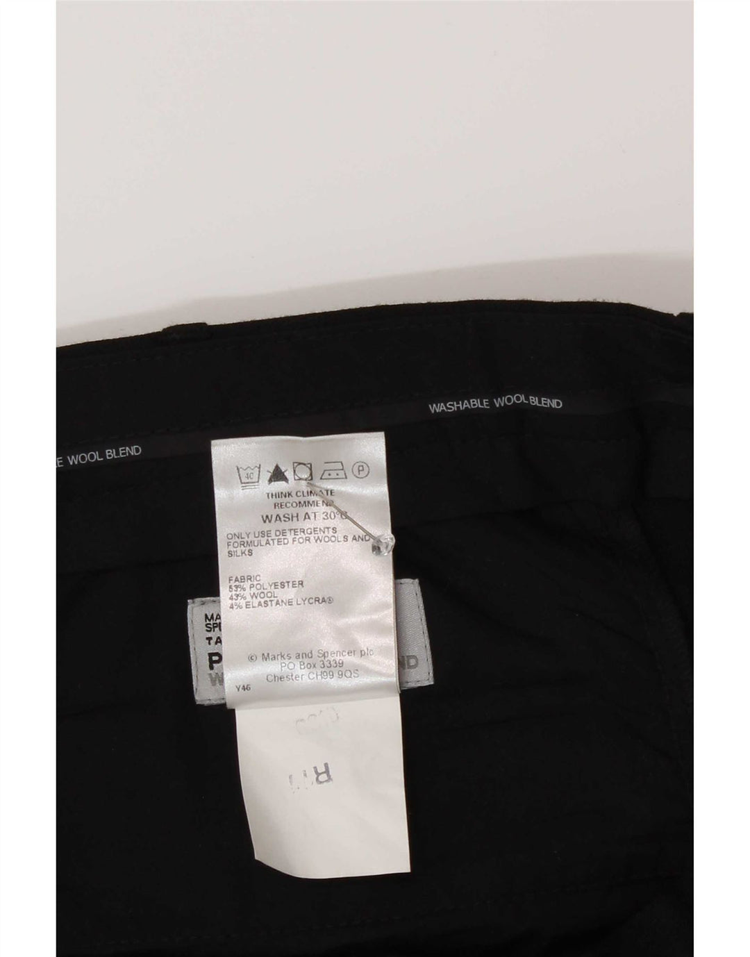 Marks & Spencer Ανδρικό παντελόνι με καρφίτσα W38 L29 Μαύρο πολυεστέρα