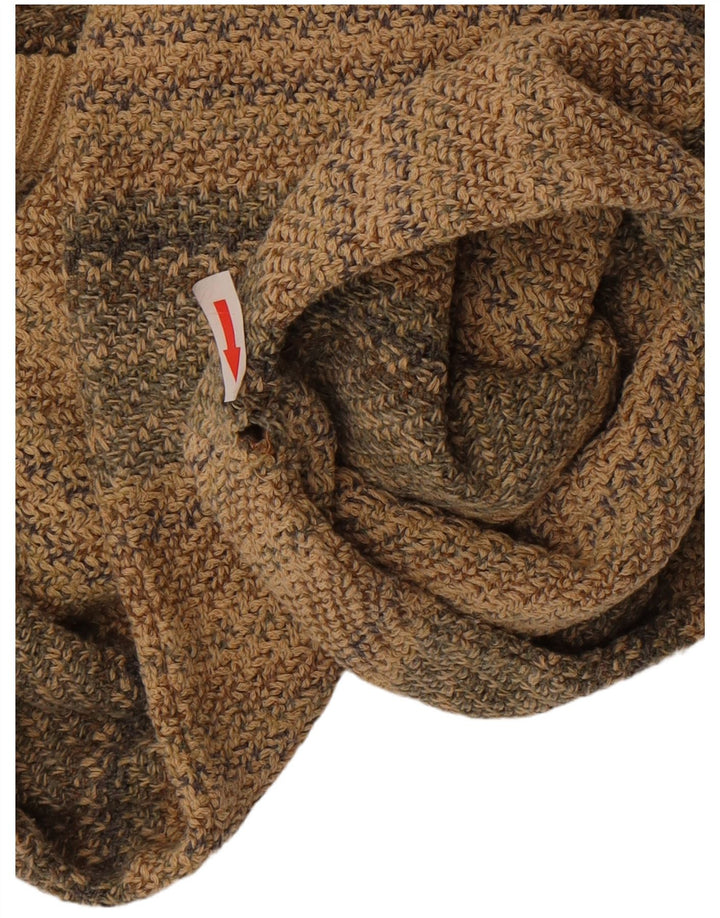 Vintage ανδρικό πουλόβερ με λαιμόκοψη σε μεσαίο μπεζ ριγέ