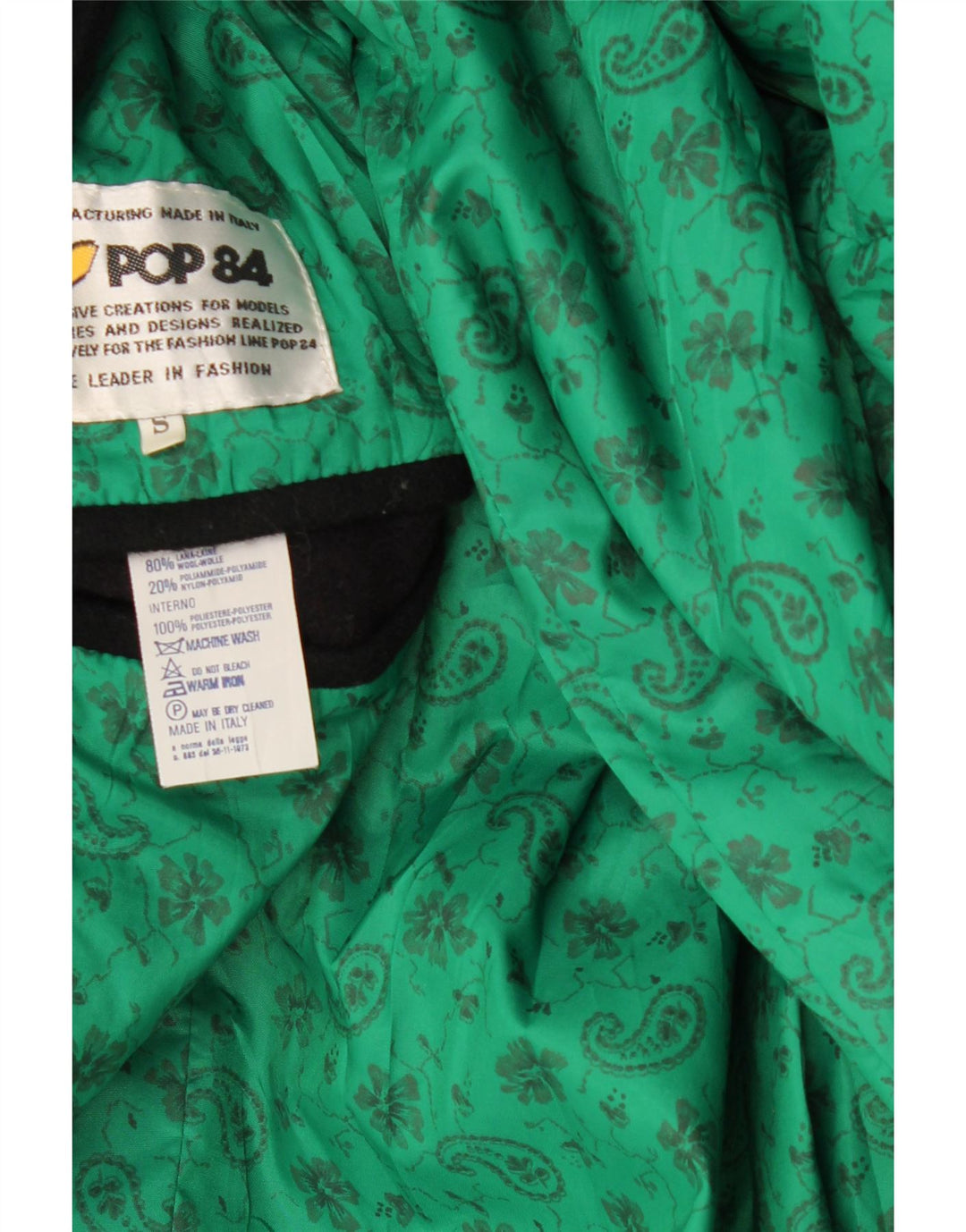 POP 84 Ανδρικό Πανωφόρι UK 36 Small Black Wool