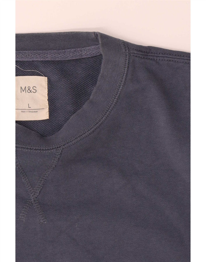 Ανδρική φούτερ Marks & Spencer Jumper Large Navy Blue Cotton